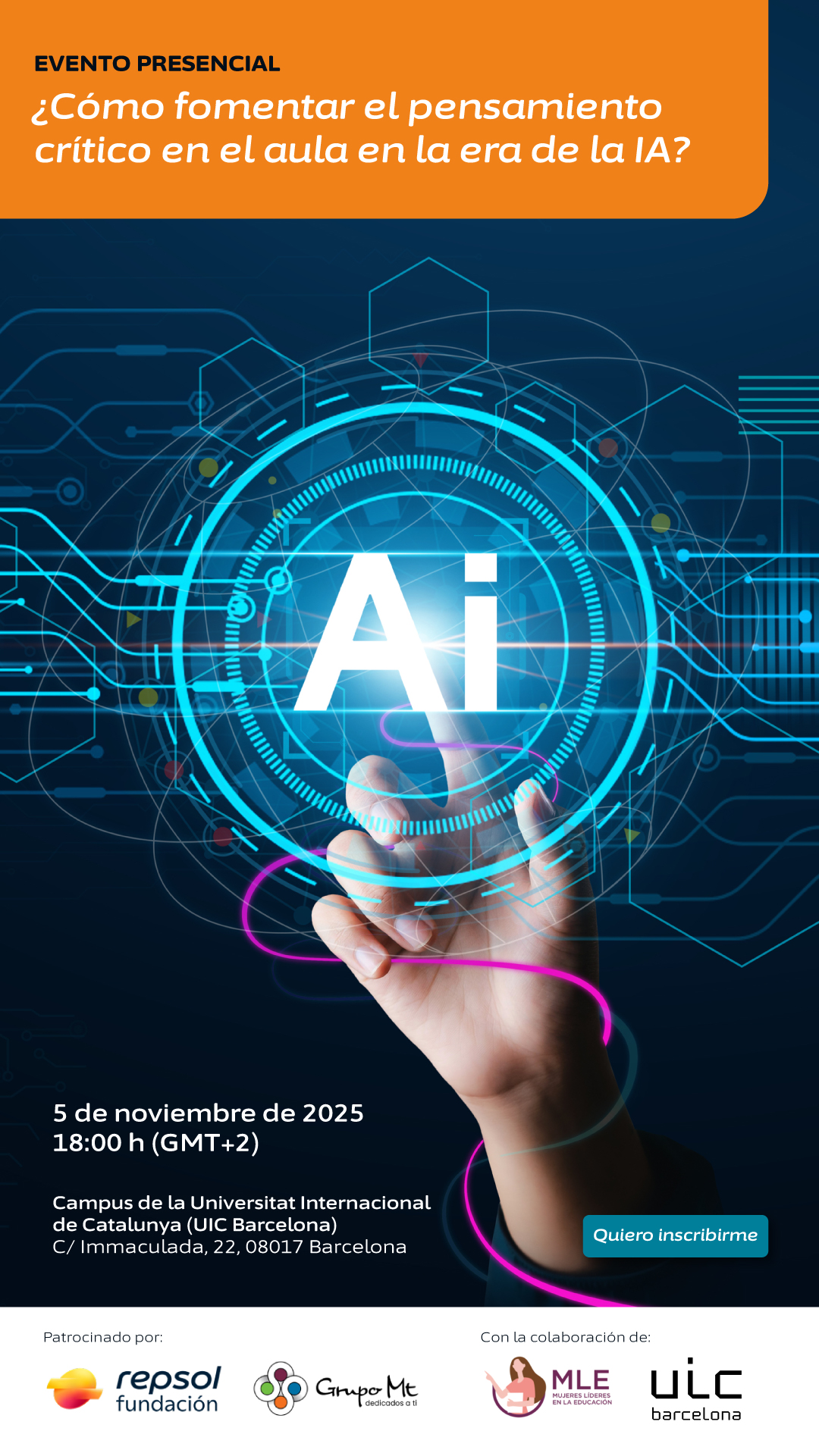 Acceso al formulario para inscribirse al evento en Barcelona